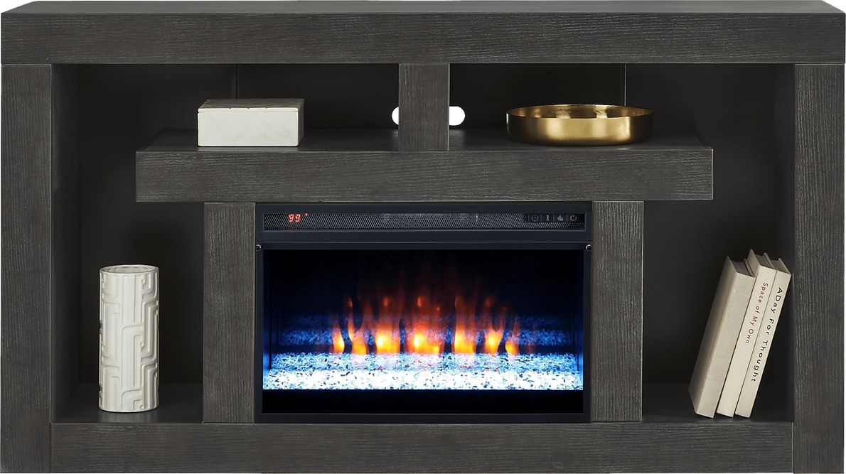Brookland Park Black 66 in. Console with Electric Fireplace