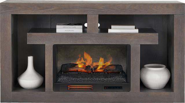 Brookland Park Black 66 in. Console with Electric Log Fireplace - Thumbnail - Image 2