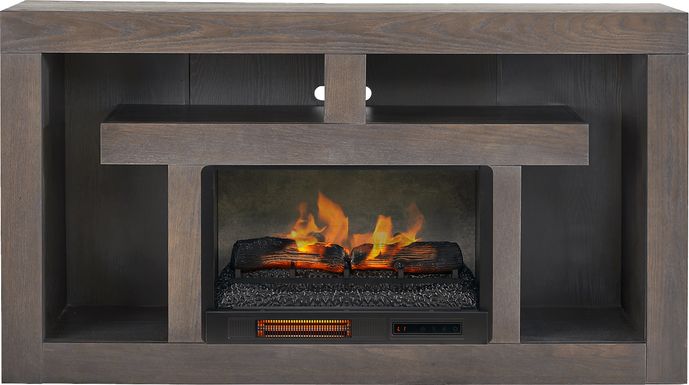 Brookland Park Black 66 in. Console with Electric Log Fireplace