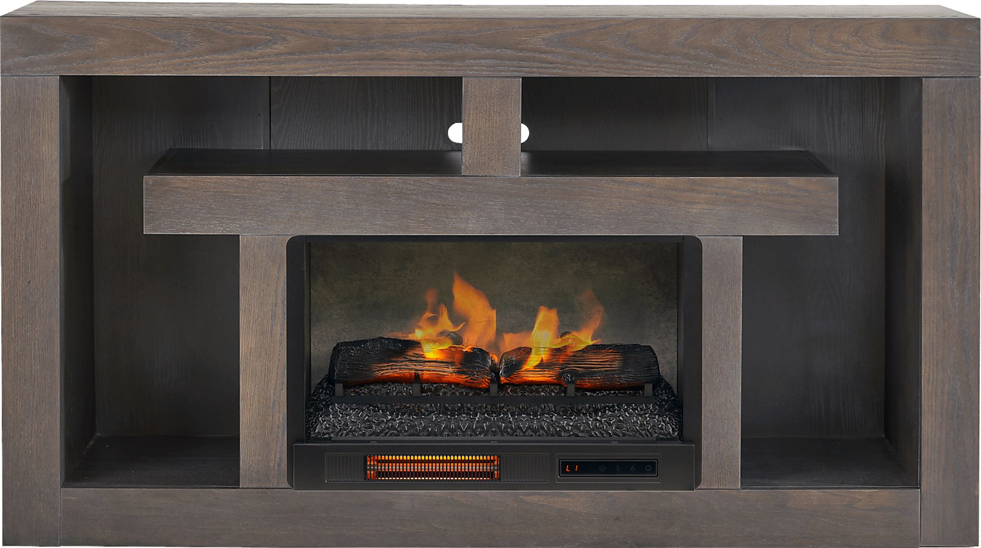 Brookland Park Black 66 in. Console with Electric Log Fireplace - Image 1