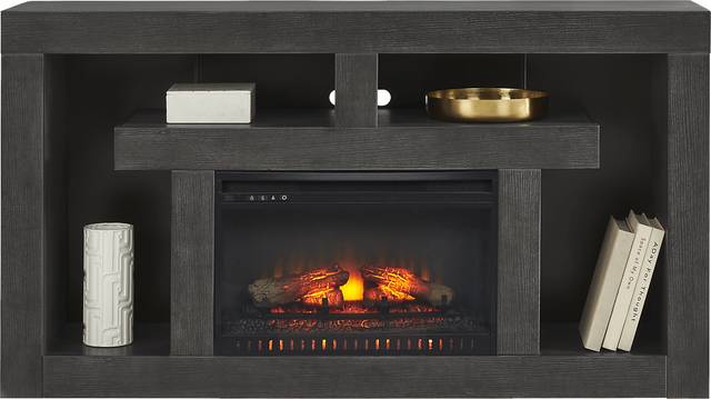 Brookland Park Black 66 in. Console with Electric Log Fireplace - Thumbnail - Image 2