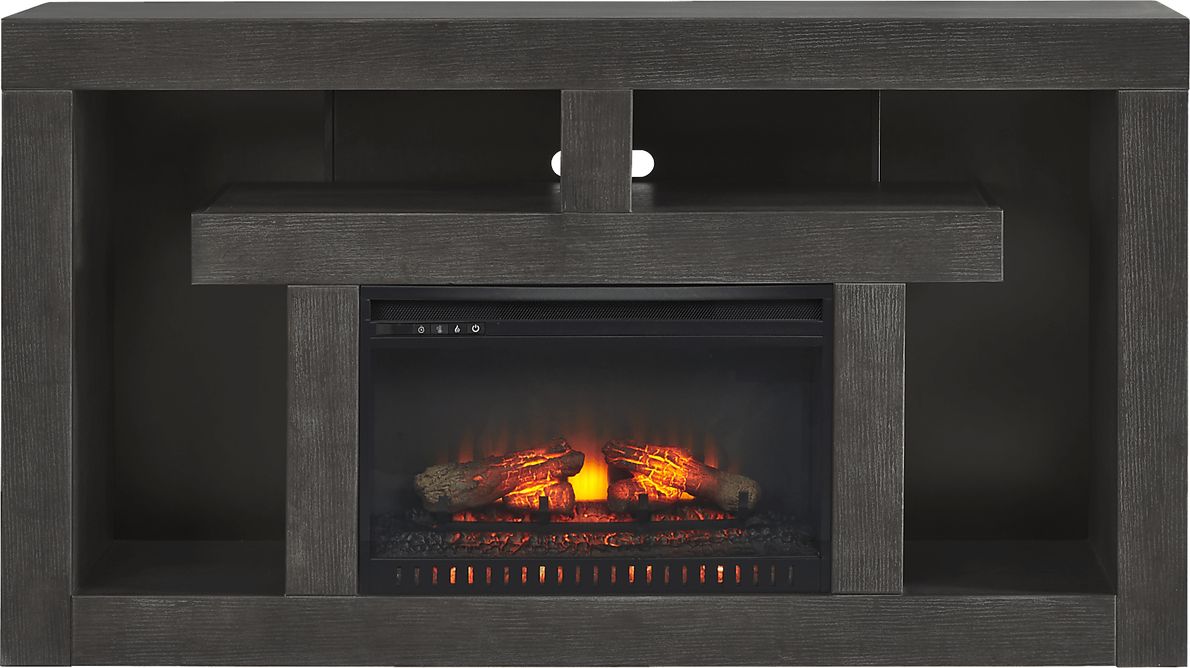 Brookland Park Black 66 in. Console with Electric Log Fireplace