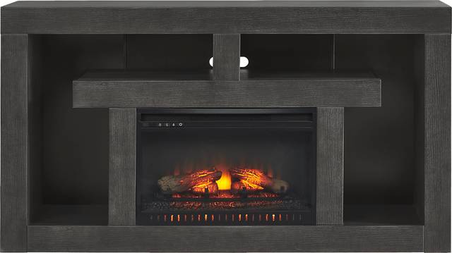 Brookland Park Black 66 in. Console with Electric Log Fireplace - Thumbnail - Image 1