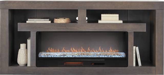 Brookland Park Black 80 in. Console with Electric Fireplace - Thumbnail - Image 2