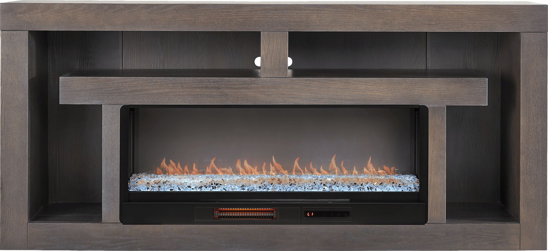 Brookland Park Black 80 in. Console with Electric Fireplace - Image 1