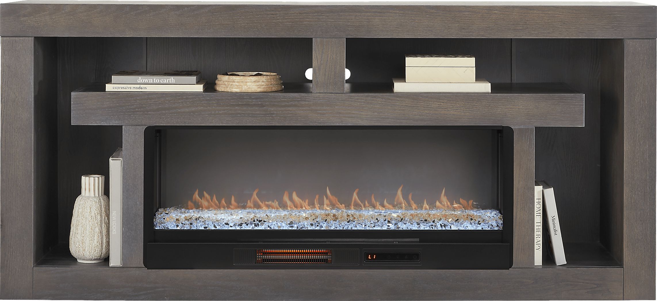Brookland Park Black 80 in. Console with Electric Fireplace - Thumbnail 2