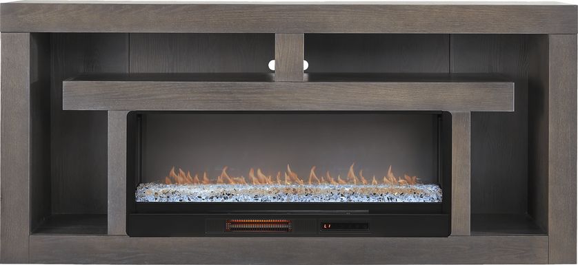 Brookland Park Black 80 in. Console with Electric Fireplace