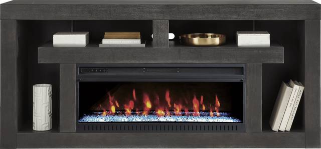 Brookland Park Black 80 in. Console with Electric Fireplace - Thumbnail - Image 2