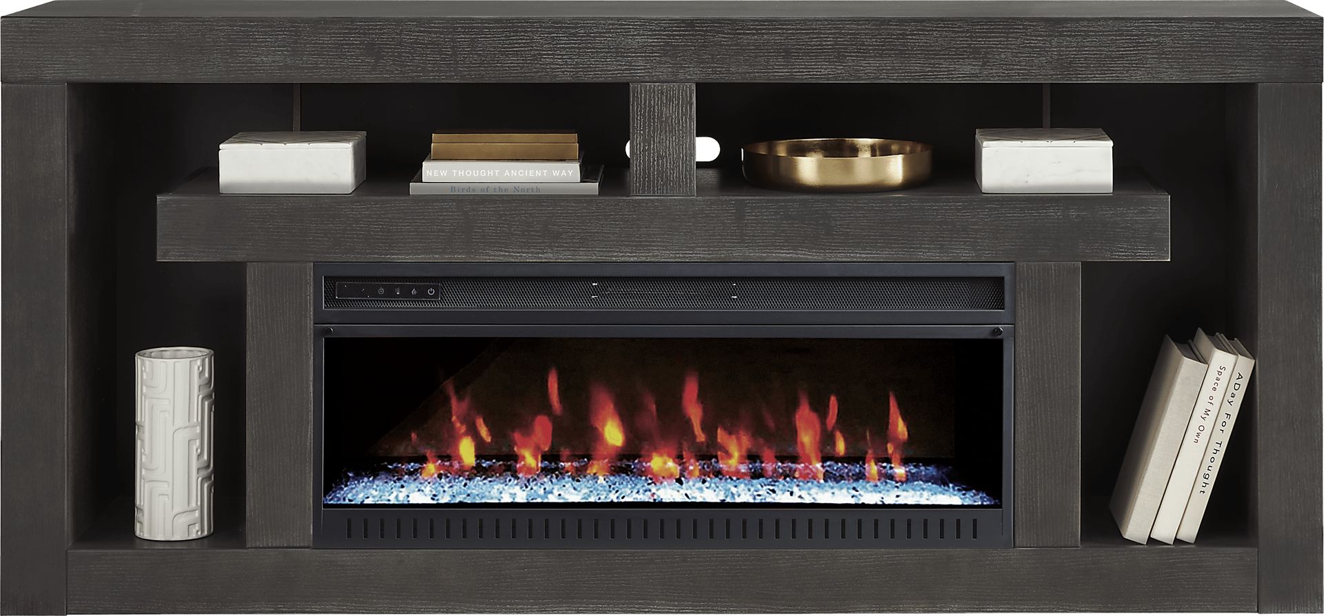 Brookland Park Black 80 in. Console with Electric Fireplace - Image 2