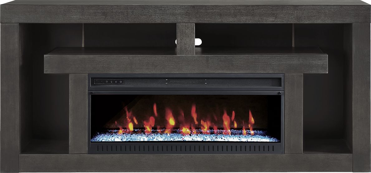 Brookland Park Black 80 in. Console with Electric Fireplace