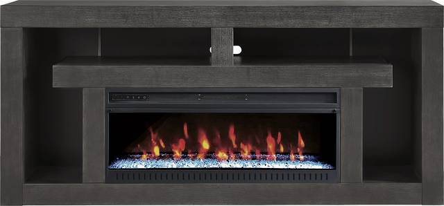 Brookland Park Black 80 in. Console with Electric Fireplace - Thumbnail - Image 1