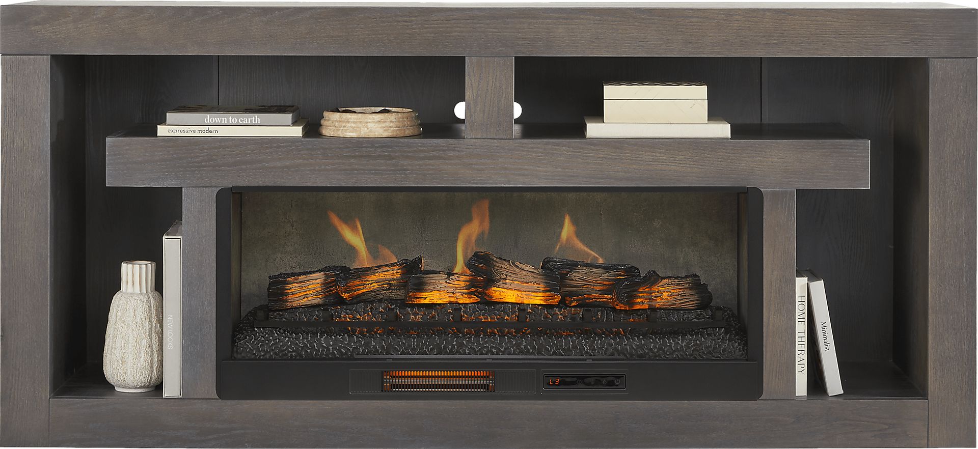 Brookland Park Black 80 in. Console with Electric Log Fireplace - Image 2