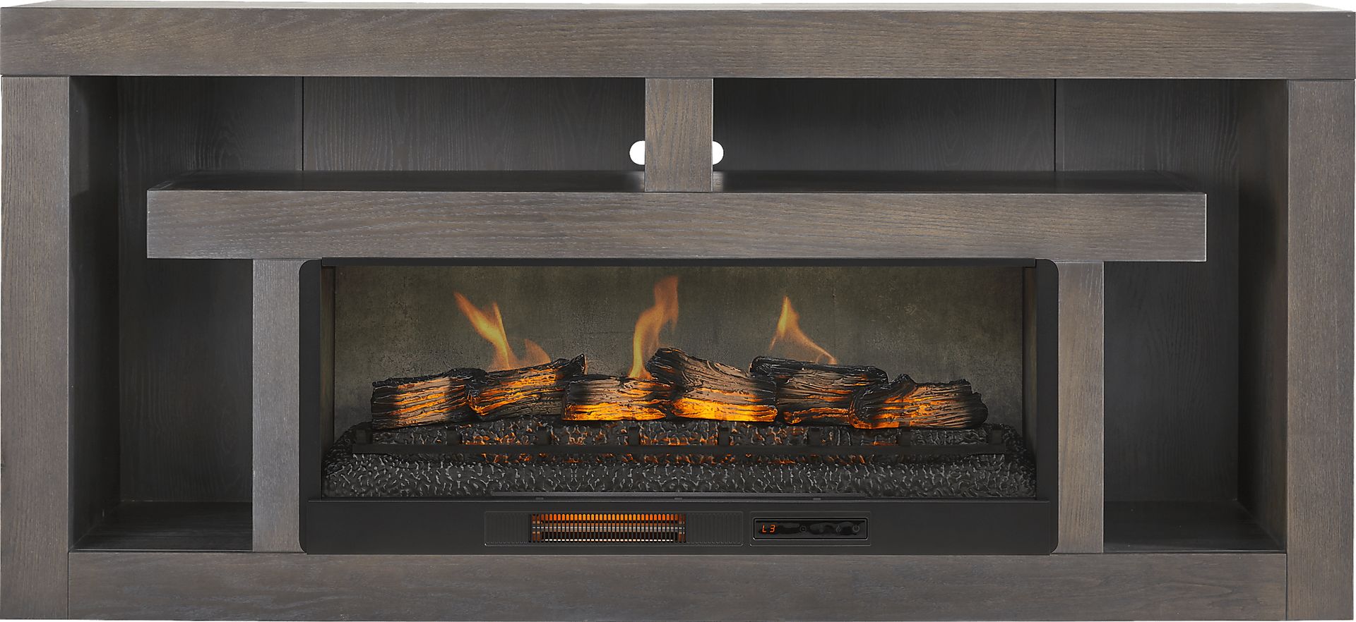 Brookland Park Black 80 in. Console with Electric Log Fireplace - Image 1
