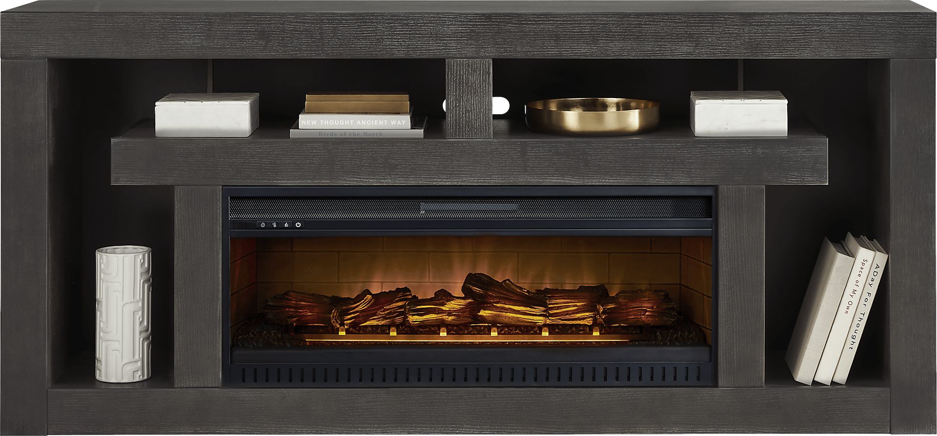 Brookland Park Black 80 in. Console with Electric Log Fireplace - Image 2