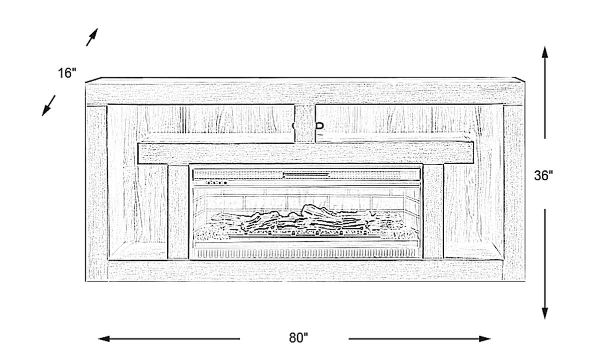Brookland Park Black 80 in. Console with Electric Log Fireplace