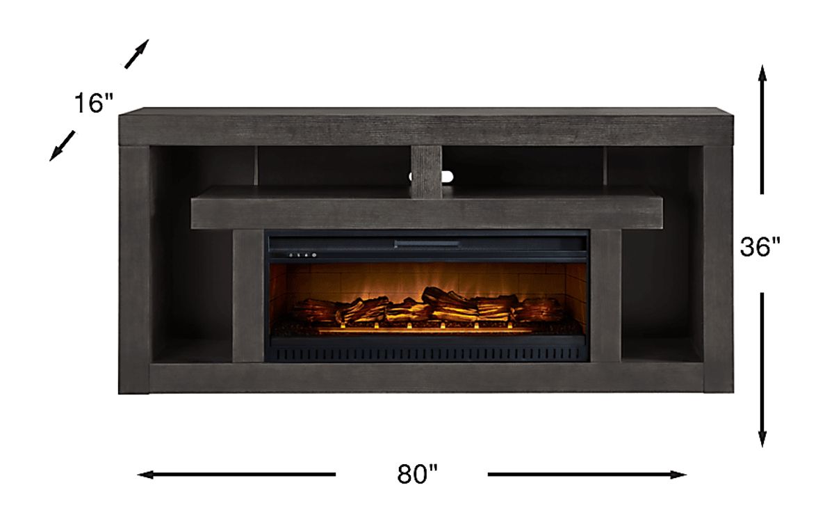 Brookland Park Black Black,Colors 80 in. Console W/ Log Firebox