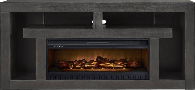 Brookland Park Black 80 in. Console with Electric Log Fireplace - Thumbnail - Image 1