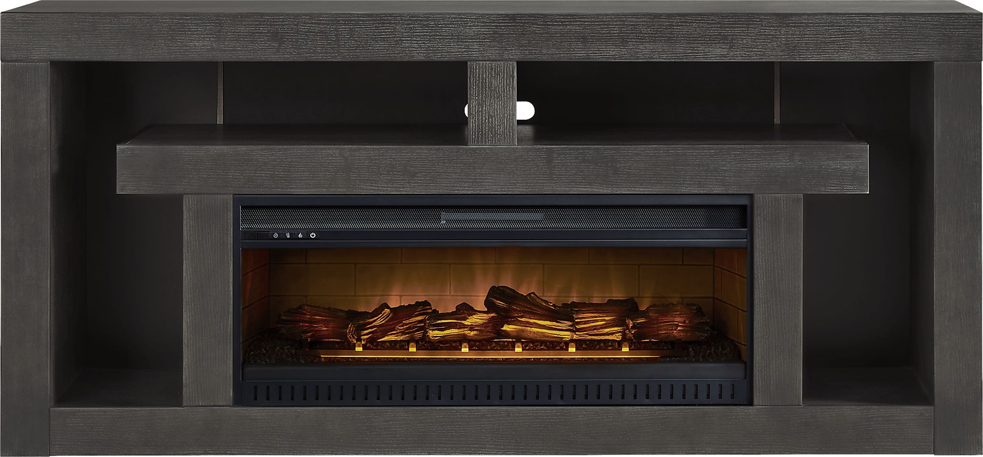 Brookland Park Black 80 in. Console with Electric Log Fireplace - Image 1