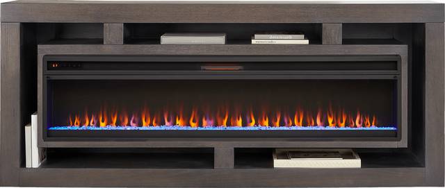 Brookland Park Black 91 in. Console with Electric Fireplace - Thumbnail - Image 2