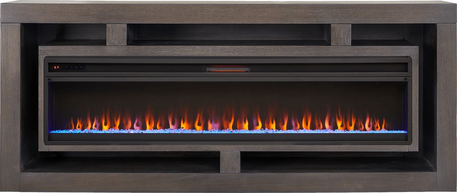 Brookland Park Black 91 in. Console with Electric Fireplace