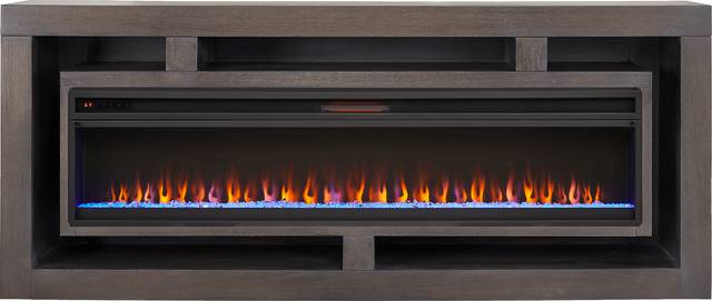 Brookland Park Black 91 in. Console with Electric Fireplace - Thumbnail - Image 1