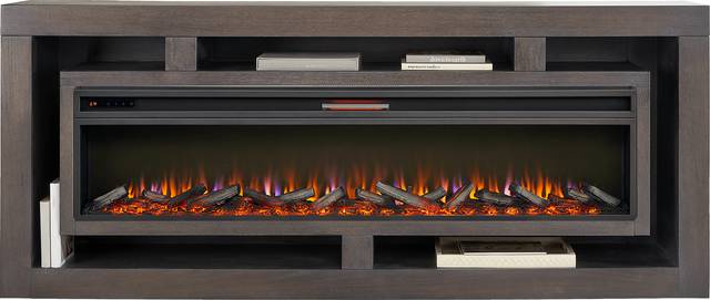 Brookland Park Black 91 in. Console with Electric Log Fireplace - Thumbnail - Image 2