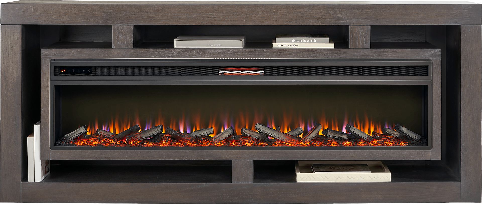 Brookland Park Black 91 in. Console with Electric Log Fireplace - Image 2