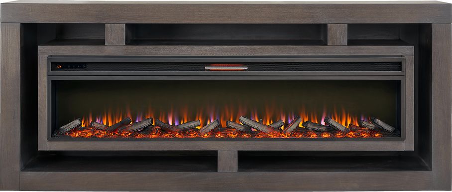 Brookland Park Black 91 in. Console with Electric Log Fireplace