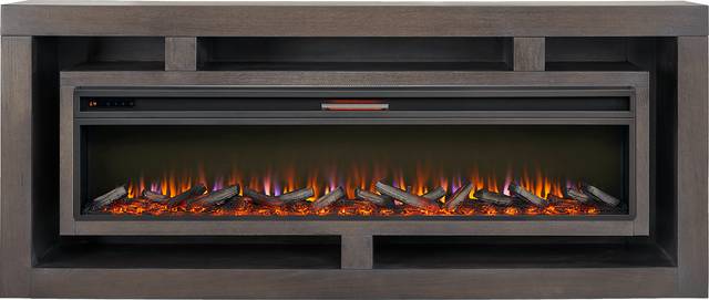 Brookland Park Black 91 in. Console with Electric Log Fireplace - Thumbnail - Image 1