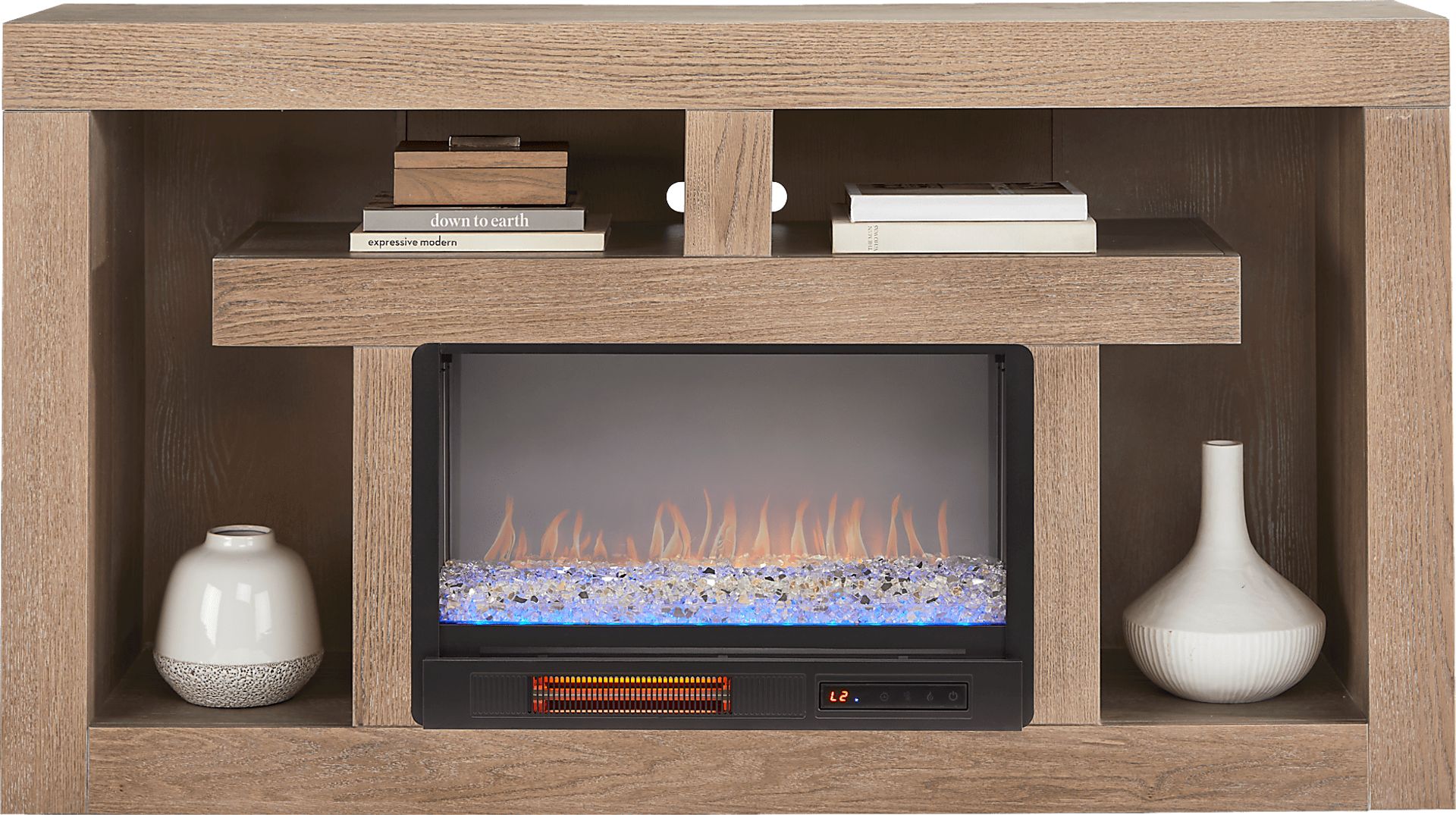 Brookland Park Brown 66 in. Console with Electric Fireplace - Image 2