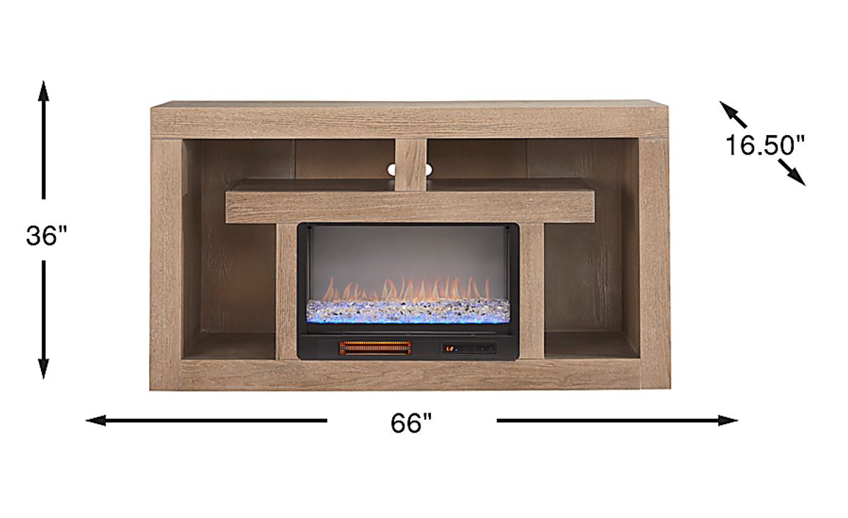 Brookland Park Brown Dark Wood 66 in. Console With Crystal Firebox