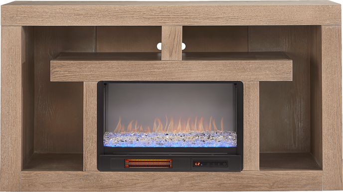 Brookland Park Brown 66 in. Console with Electric Fireplace