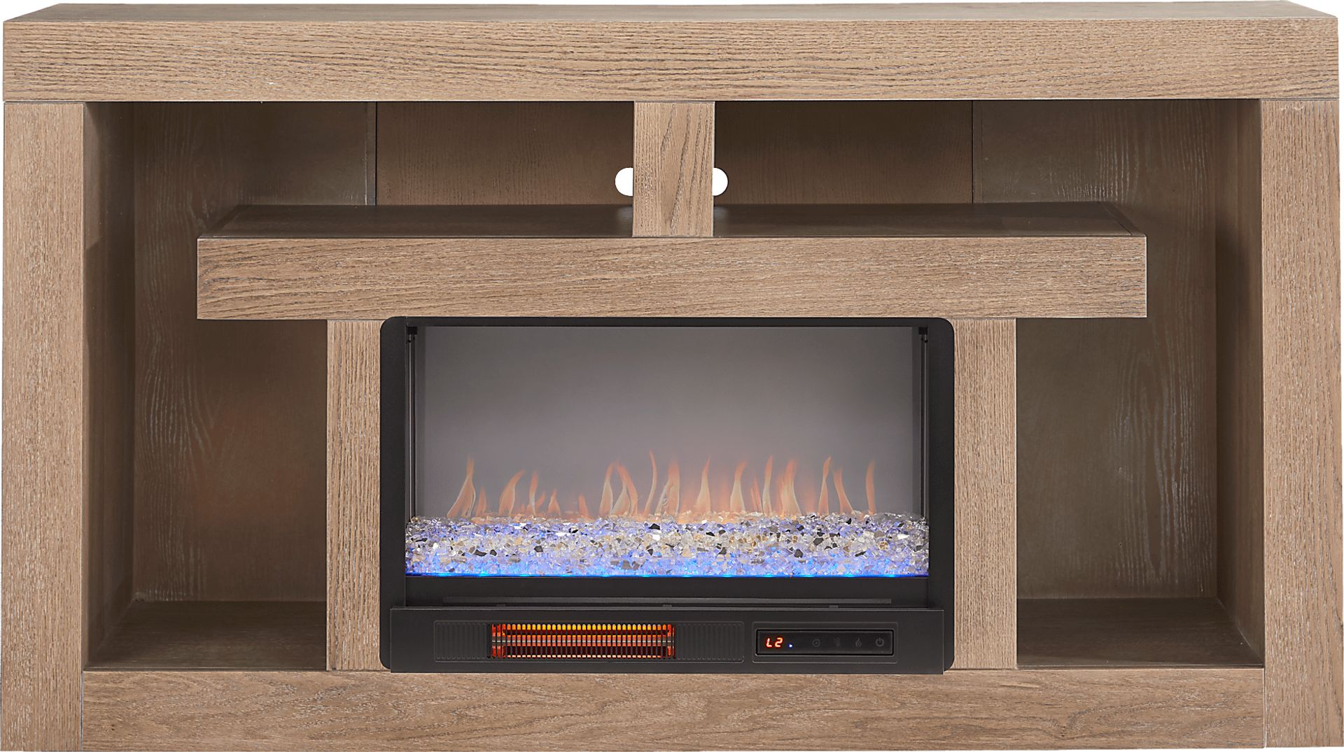 Brookland Park Brown 66 in. Console with Electric Fireplace - Image 1
