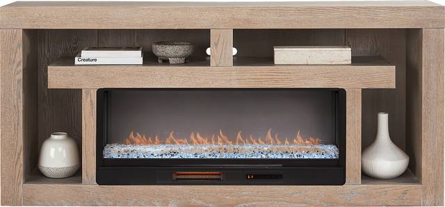 Brookland Park Brown 80 in. Console with Electric Fireplace - Thumbnail - Image 2