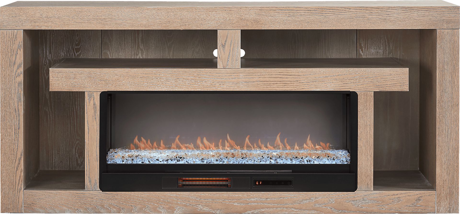 Brookland Park Brown 80 in. Console with Electric Fireplace - Image 1