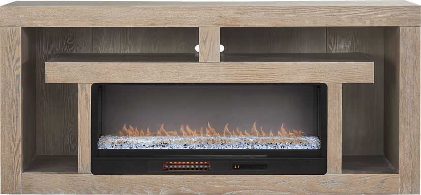 Brookland Park Brown 80 in. Console with Electric Fireplace