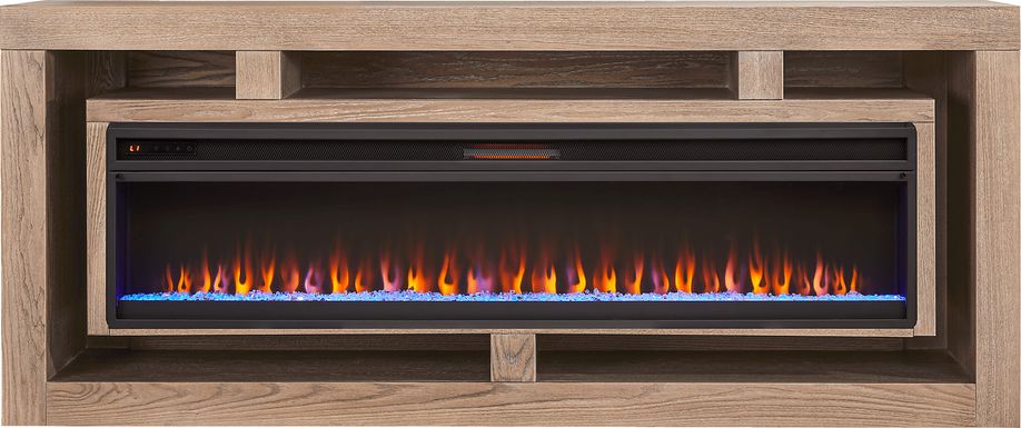 Brookland Park Brown 91 in. Console with Electric Fireplace