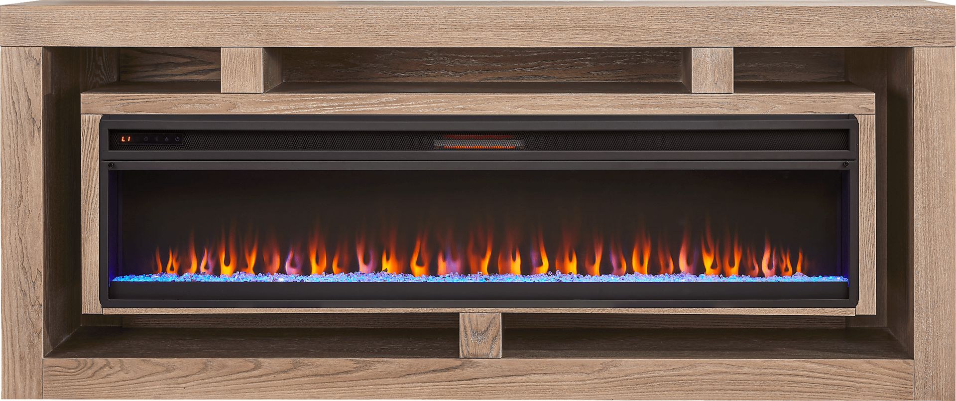 Brookland Park Brown 91 in. Console with Electric Fireplace - Image 1