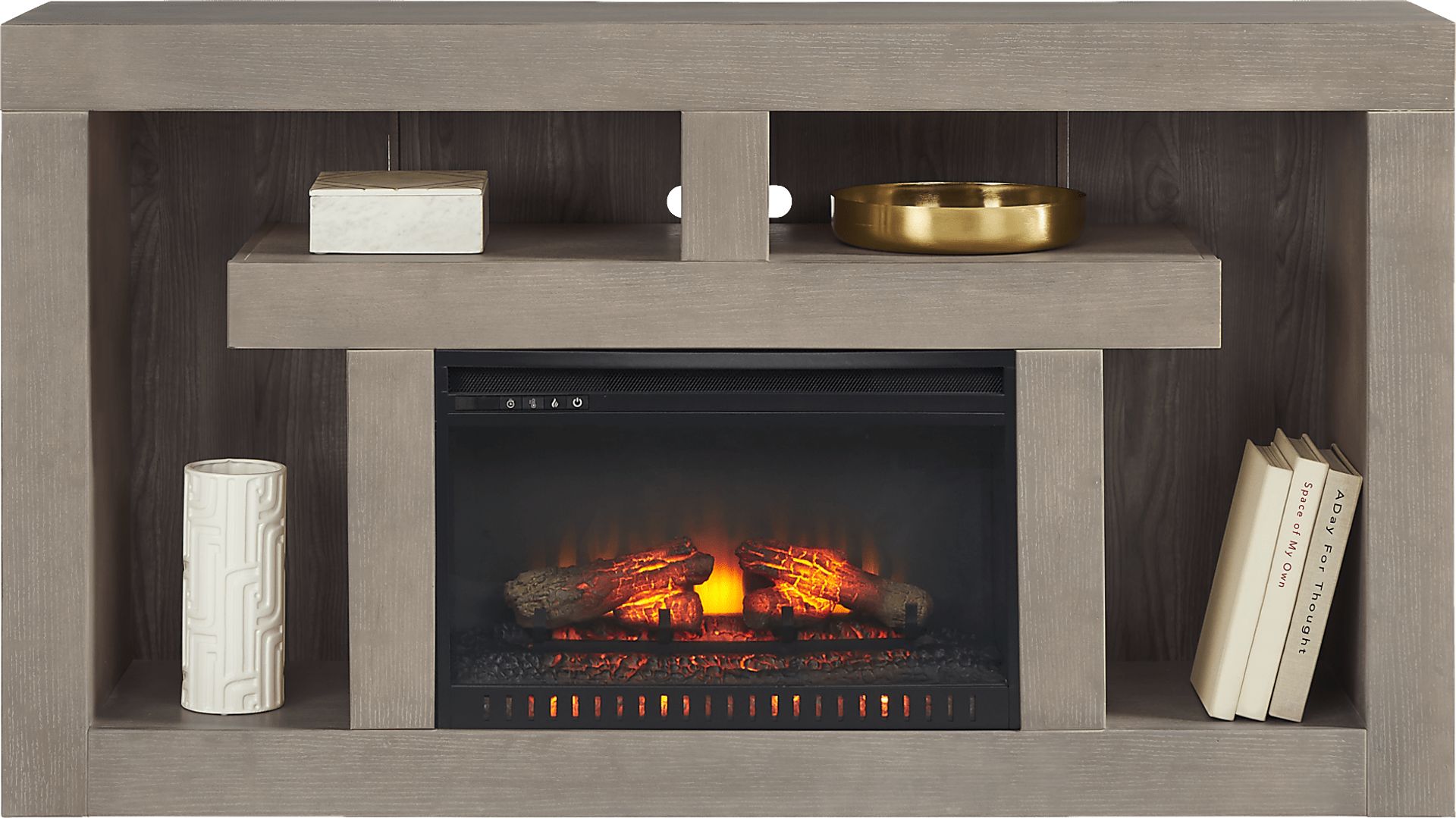 Brookland Park Gray 66 in. Console with Electric Log Fireplace - Image 2