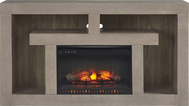 Brookland Park Gray 66 in. Console with Electric Log Fireplace - Thumbnail - Image 1