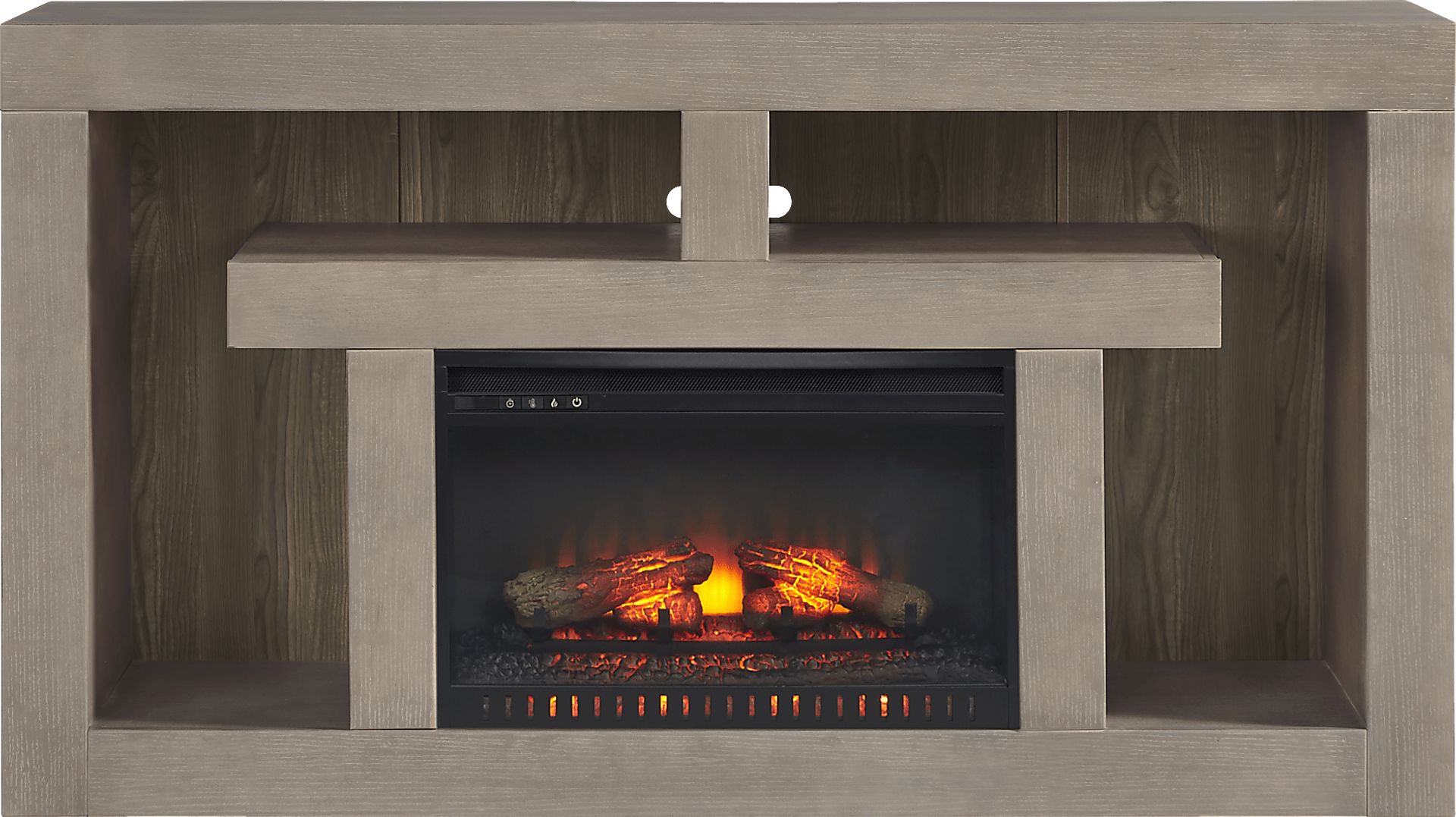 Brookland Park Gray 66 in. Console with Electric Log Fireplace - Image 1