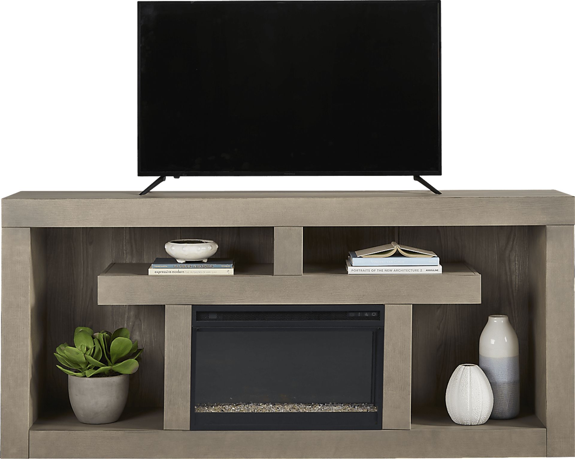 Brookland Park Gray 80 in. Console with Electric Fireplace - Image 2