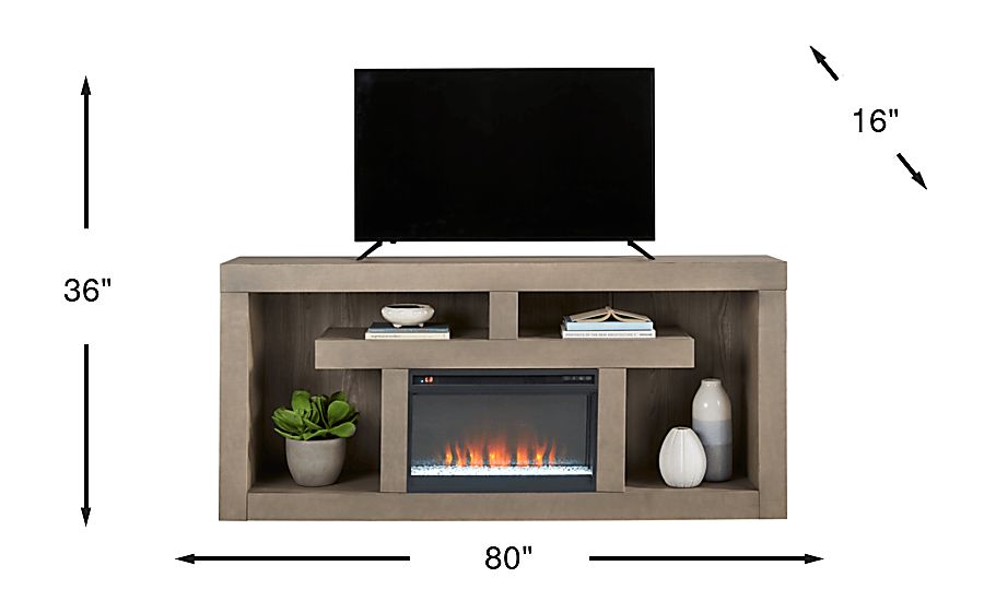 Brookland Park Gray 80 in. Console With Electric Fireplace | Rooms