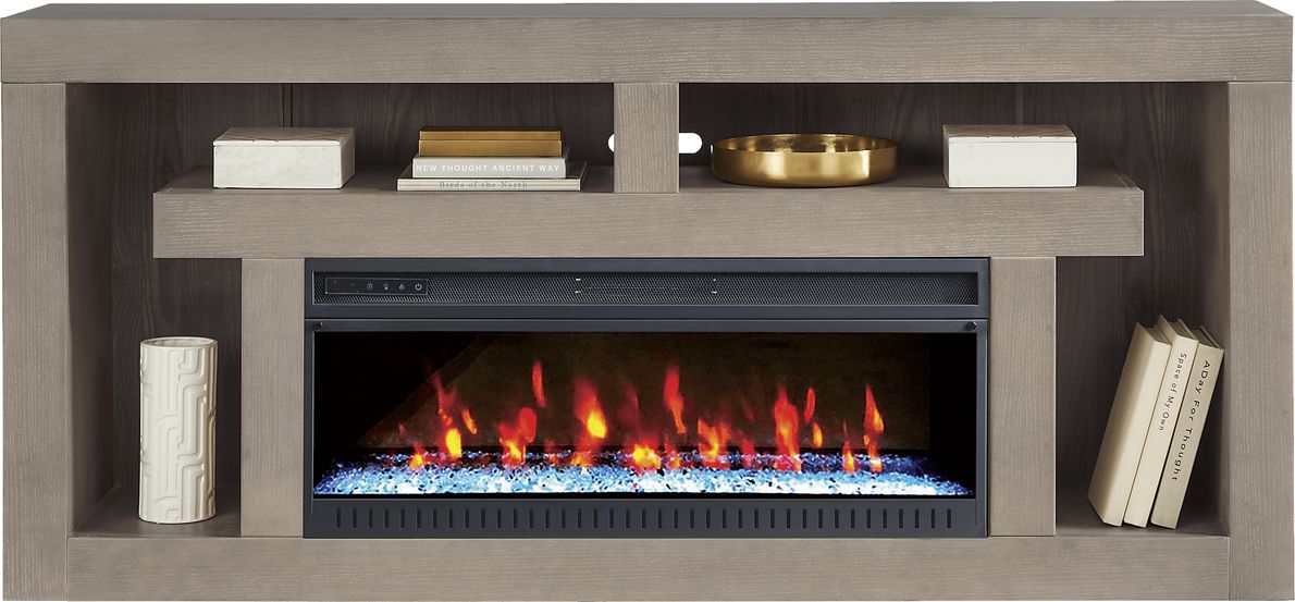 Brookland Park Gray 80 in. Console with Electric Fireplace