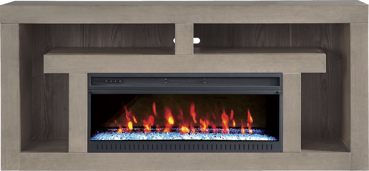 Brookland Park Gray 80 in. Console with Electric Fireplace