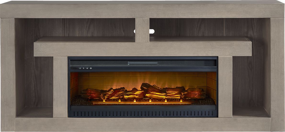 Brookland Park Gray 80 in. Console with Electric Log Fireplace