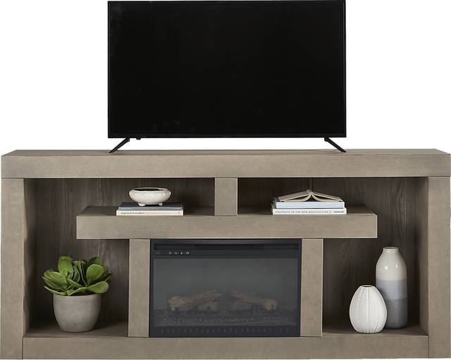 Brookland Park Gray 80 in. Console with Electric Log Fireplace - Thumbnail - Image 2