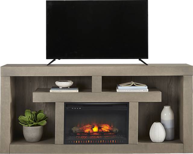 Brookland Park Gray 80 in. Console with Electric Log Fireplace - Thumbnail - Image 1