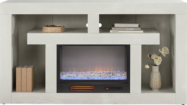 Brookland Park Light Gray 66 in. Console with Electric Fireplace - Thumbnail - Image 2