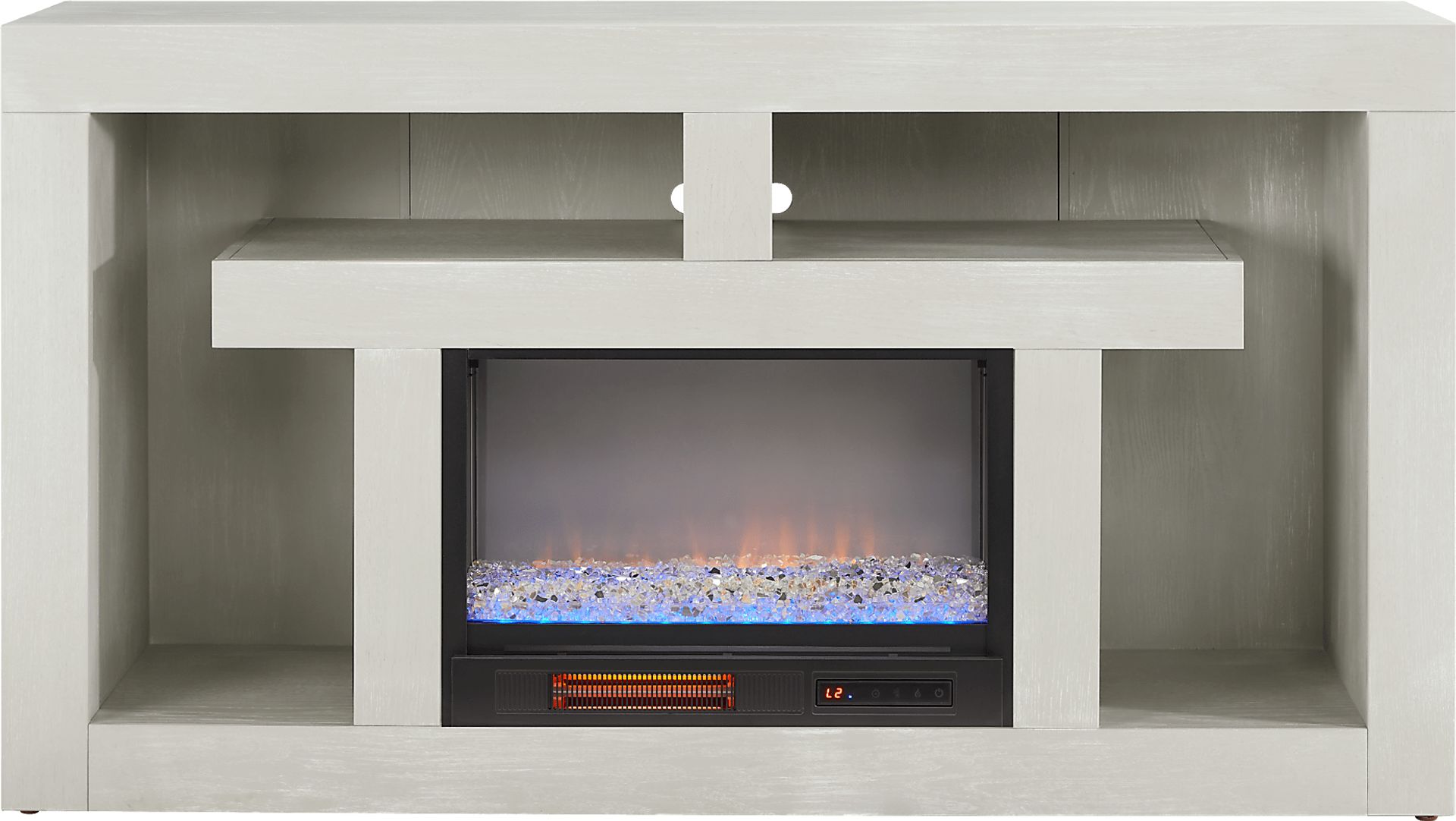 Brookland Park Light Gray 66 in. Console with Electric Fireplace - Image 1
